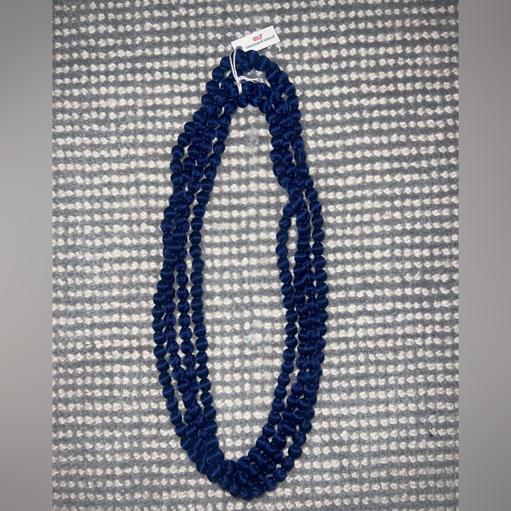 Navy blue silk covered necklace